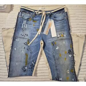 Vintage Men's Slim Straight Jeans with American Flag Pocket